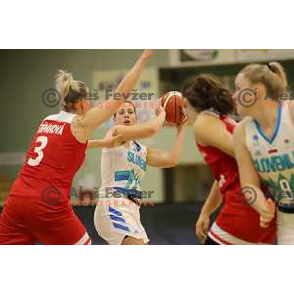 action during friendly Women\'s basketball match between Slovenia and Czech Republic in Tri Lilija Hall, Lasko on May 31, 2019