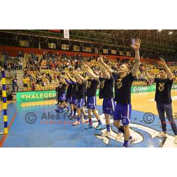 Players of Celje Pivovarna Lasko celebrate victory and title of NLB League and became Slovenian Handball Champions in Zlatorog Arena, Celje on May 31, 2019