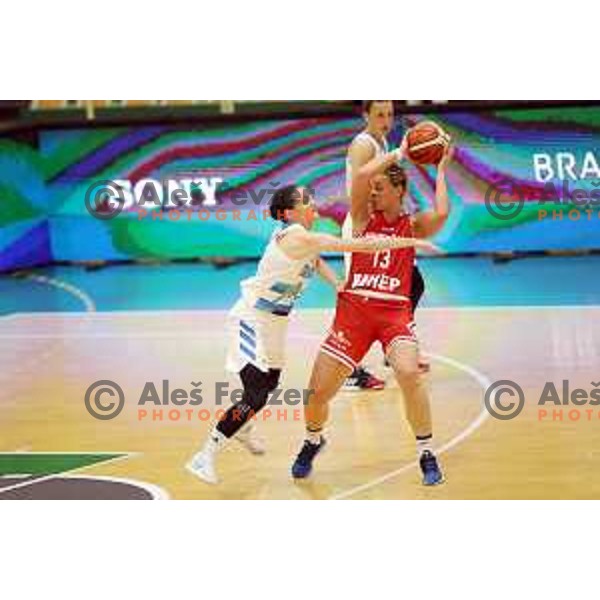 action during friendly Women\'s basketball match between Slovenia and Croatia in Tri Lilija Hall, Lasko on June 1, 2019