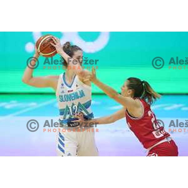 action during friendly Women\'s basketball match between Slovenia and Croatia in Tri Lilija Hall, Lasko on June 1, 2019