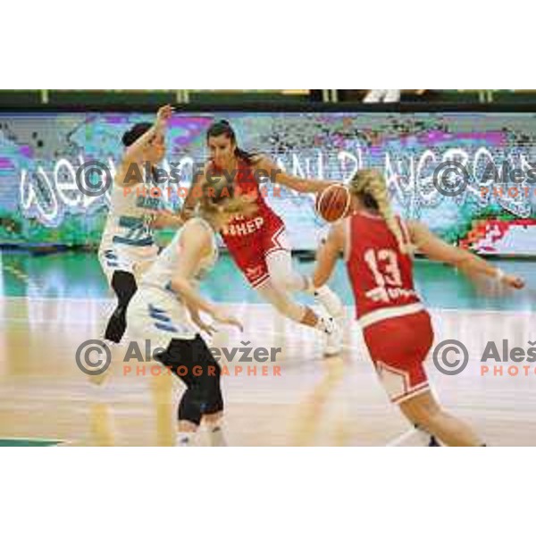 action during friendly Women\'s basketball match between Slovenia and Croatia in Tri Lilija Hall, Lasko on June 1, 2019