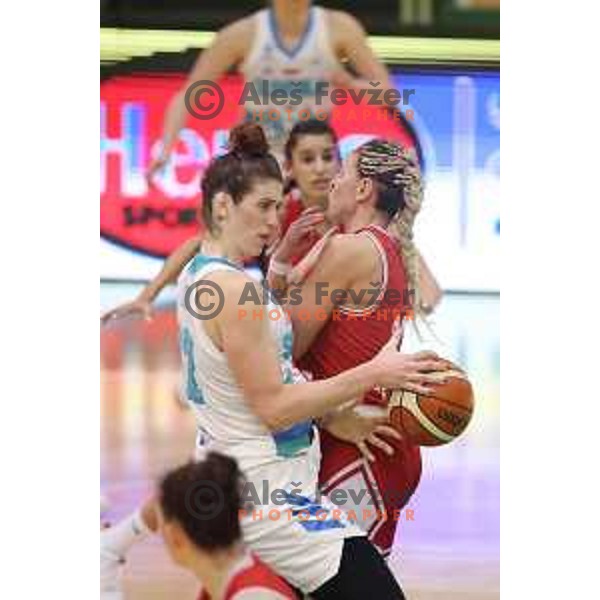 action during friendly Women\'s basketball match between Slovenia and Croatia in Tri Lilija Hall, Lasko on June 1, 2019