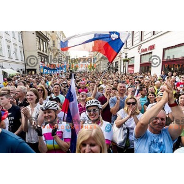 Reception for world class Slovenian cyclists after great results at Giro d\'Italia and Race in USA in front of Ljubljana Town Hall, Slovenia on June 3, 2019