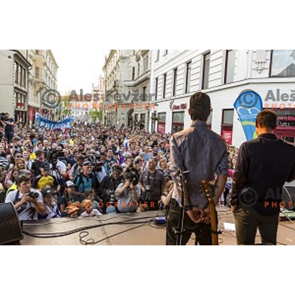 Reception for world class Slovenian cyclists after great results at Giro d\'Italia and Race in USA in front of Ljubljana Town Hall, Slovenia on June 3, 2019
