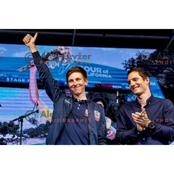 Tadej Pogacar and Jan Polanc during reception for world class Slovenian cyclists after great results at Giro d\'Italia and Race in USA in front of Ljubljana Town Hall, Slovenia on June 3, 2019