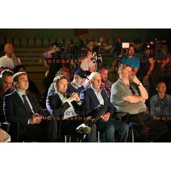 KK Cedevita Zagreb and KK Petrol Olimpija Ljubljana press conference in Stozice Hall, Ljubljana, Slovenia on June 4, 2019
