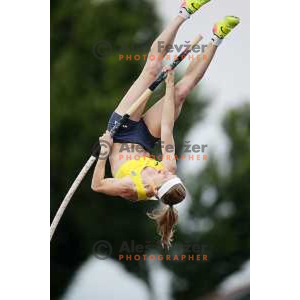 Tina Sutej competes in pole vault at International athletics meeting in Ljubljana, Slovenia on June 5, 2019