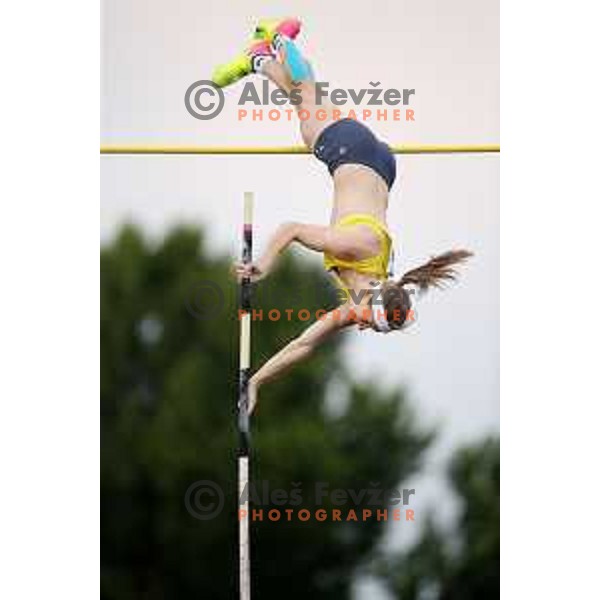 Tina Sutej competes in pole vault at International athletics meeting in Ljubljana, Slovenia on June 5, 2019