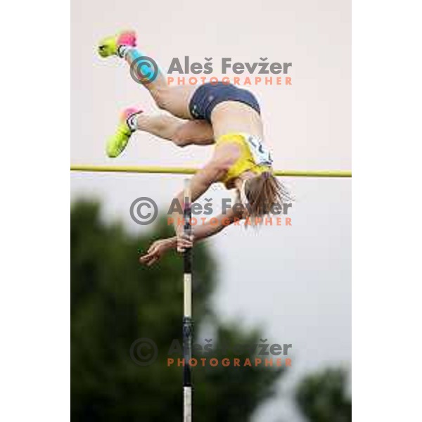 Tina Sutej competes in pole vault at International athletics meeting in Ljubljana, Slovenia on June 5, 2019