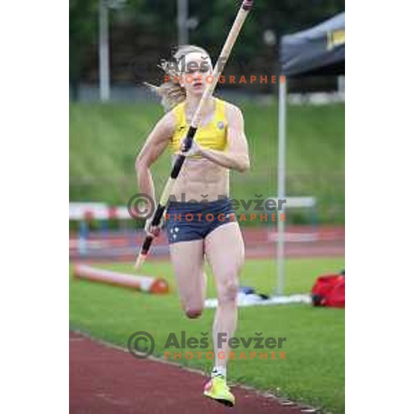 Tina Sutej competes in pole vault at International athletics meeting in Ljubljana, Slovenia on June 5, 2019