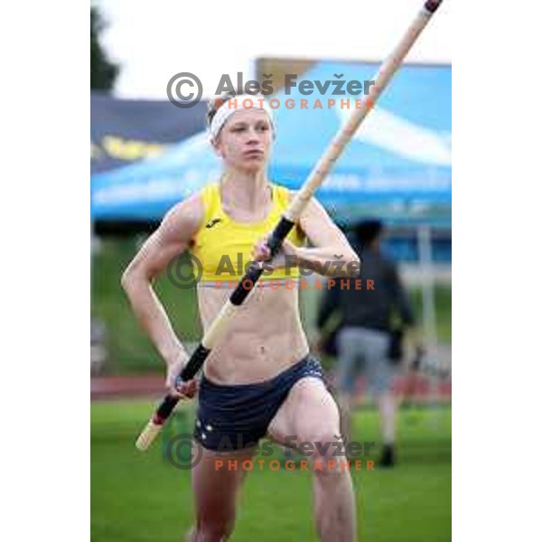 Tina Sutej competes in pole vault at International athletics meeting in Ljubljana, Slovenia on June 5, 2019