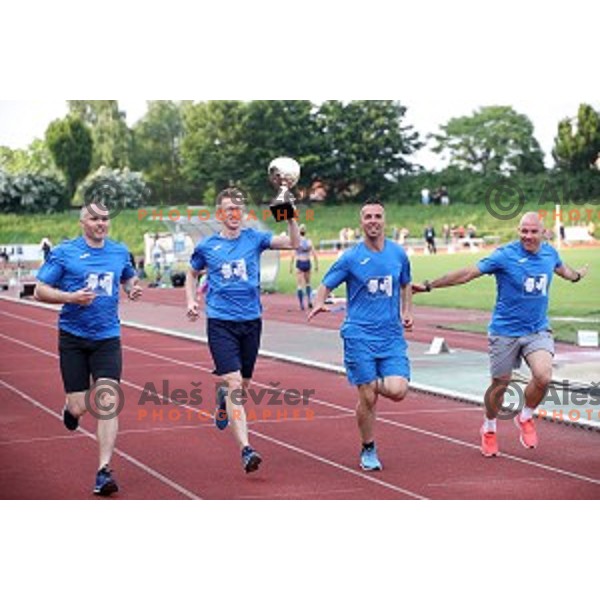 Urban Acman, Matic Osovnikar, Bostjan Fridrih and Rok Predanic in memeorial relay 4x100 meters at International athletics meeting in Ljubljana, Slovenia on June 5, 2019