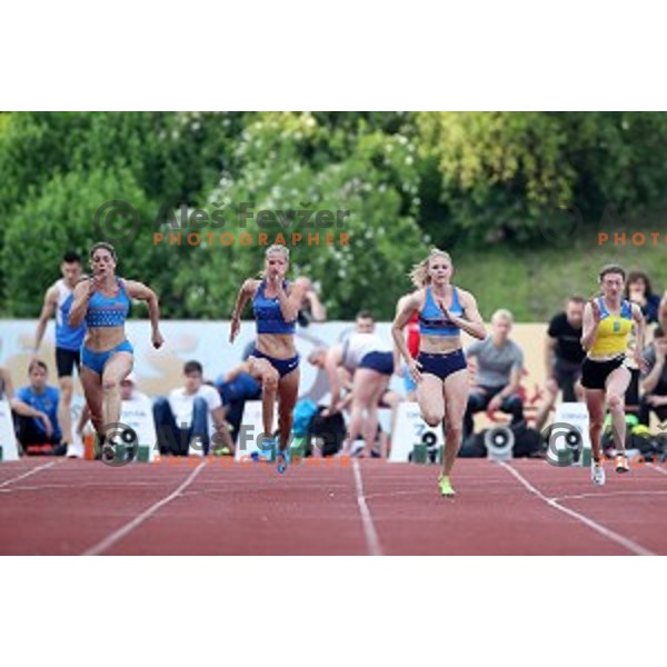 Anita Horvat and Maja Mihalinec sprinting on 100 meters at International athletics meeting in Ljubljana, Slovenia on June 5, 2019