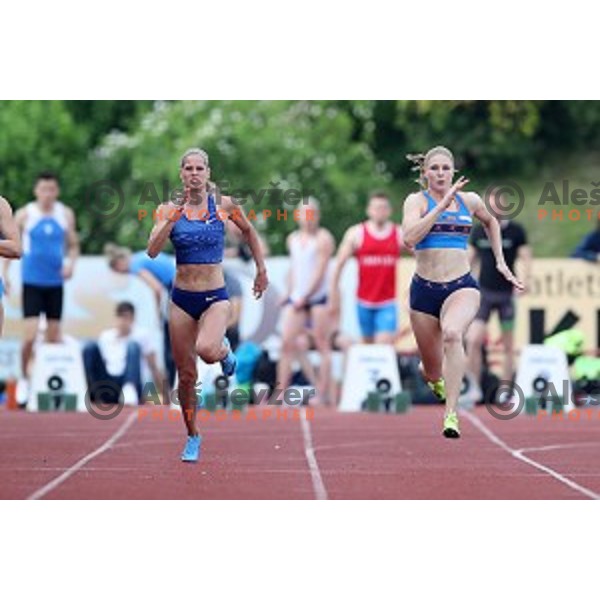 Anita Horvat and Maja Mihalinec sprinting on 100 meters at International athletics meeting in Ljubljana, Slovenia on June 5, 2019