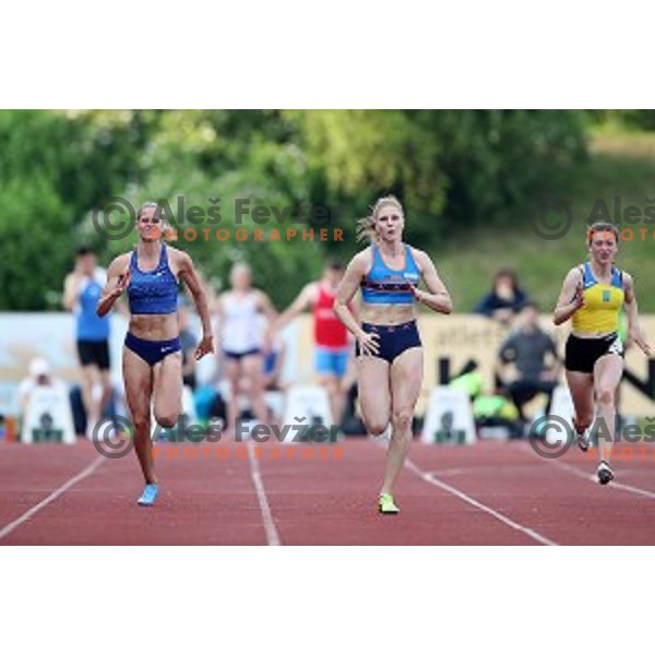 Anita Horvat and Maja Mihalinec sprinting on 100 meters at International athletics meeting in Ljubljana, Slovenia on June 5, 2019