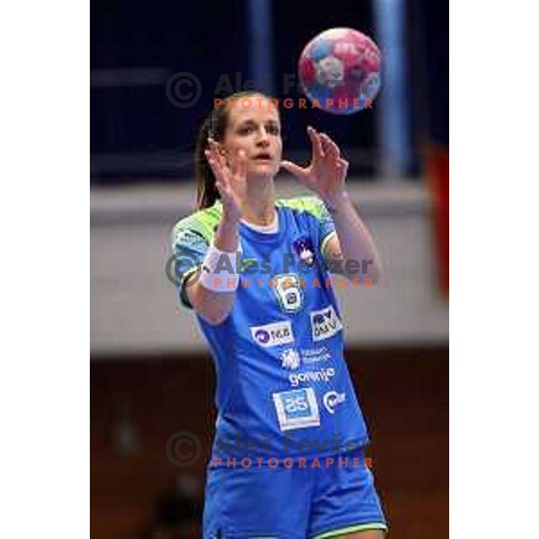 Ana Gros in action during 2019 World Championship play off between Slovenia and Northern Macedonia handball match in Celje, Slovenia on June 6, 2019