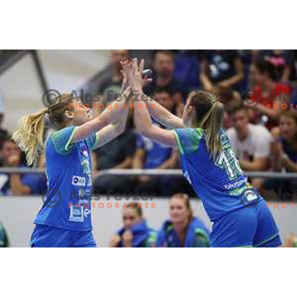 Polona Baric in action during 2019 World Championship play off between Slovenia and Northern Macedonia handball match in Celje, Slovenia on June 6, 2019