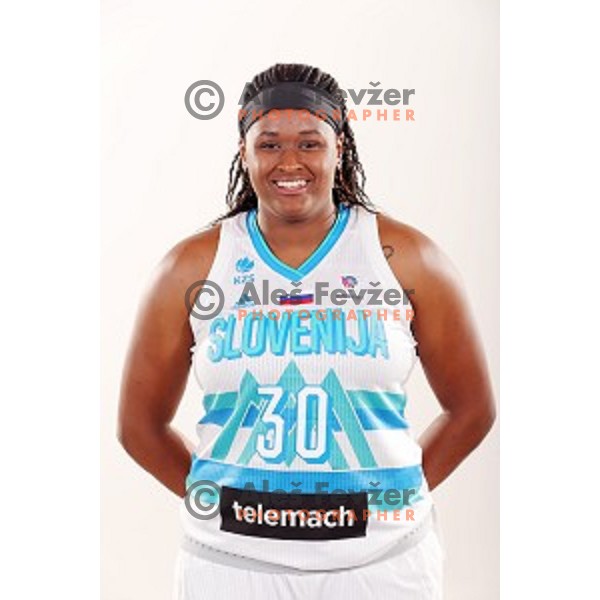 Shante Evans of Slovenia Women\'s basketball team for Eurobasket 2019 during media day in Lasko, Slovenia on May 28, 2019