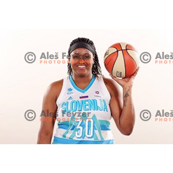 Shante Evans of Slovenia Women\'s basketball team for Eurobasket 2019 during media day in Lasko, Slovenia on May 28, 2019