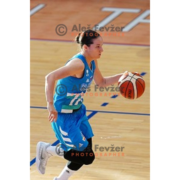 Nika Baric in action during friendly Women\'s basketball match between Slovenia and Great Britain in Polaj Hall, Trbovlje on June 7, 2019