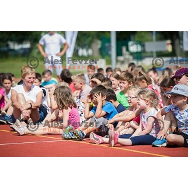 School children during Olympic day in Krize, Slovenija on June 12, 2019