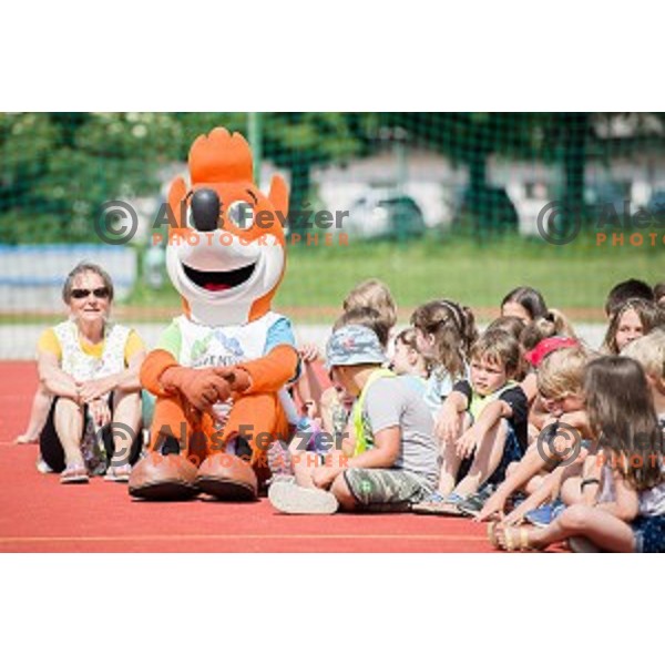 School children during Olympic day in Krize, Slovenija on June 12, 2019