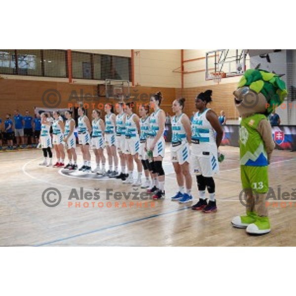 in action during friendly Women\'s basketball match between Slovenia and Slovakia in Poden Sports Hall, Skofja Loka on June 14, 2019