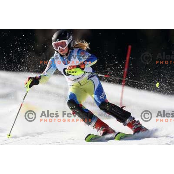 Nina Znidar at slalom race for 33. Loka Cup, international children skiing competition in Stari Vrh, Skofja Loka, Slovenia on 16.2.2008 