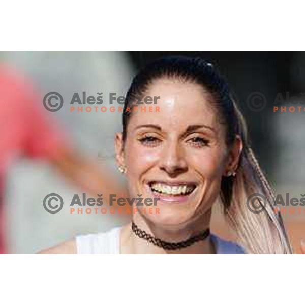 Joni Tomicic Prezelj, winner of Women\'s 100 meters hurdles at Slovenian Athletics Cup in Celje, Slovenia in June 15, 2019