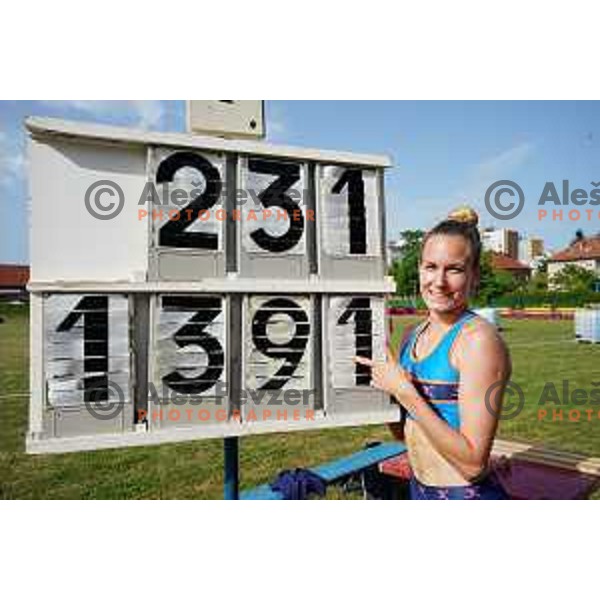 Neja Filipic, winner of Women\'s triple jump hurdles at Slovenian Athletics Cup in Celje, Slovenia in June 15, 2019