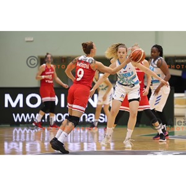 action during friendly Women\'s basketball match between Slovenia and Czech Republic in Tri Lilija Hall, Lasko on May 31, 2019