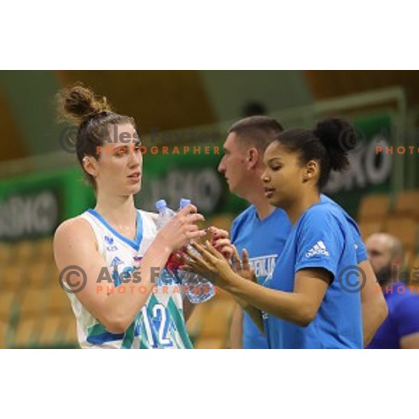 action during friendly Women\'s basketball match between Slovenia and Czech Republic in Tri Lilija Hall, Lasko on May 31, 2019