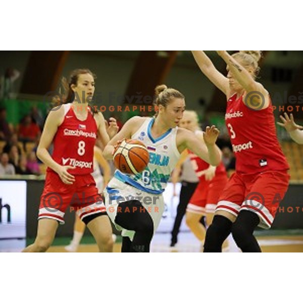 action during friendly Women\'s basketball match between Slovenia and Czech Republic in Tri Lilija Hall, Lasko on May 31, 2019