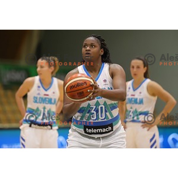 action during friendly Women\'s basketball match between Slovenia and Czech Republic in Tri Lilija Hall, Lasko on May 31, 2019