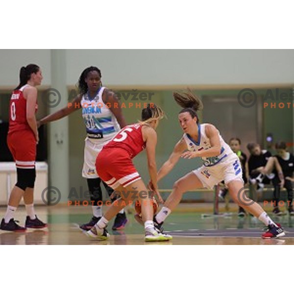 action during friendly Women\'s basketball match between Slovenia and Czech Republic in Tri Lilija Hall, Lasko on May 31, 2019