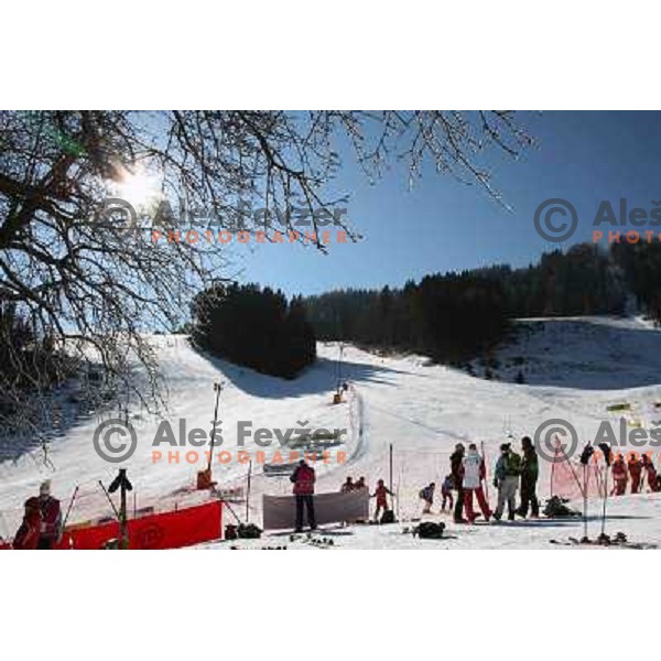 Site of slalom race for 33. Loka Cup, international children skiing competition in Stari Vrh, Skofja Loka, Slovenia on 16.2.2008 