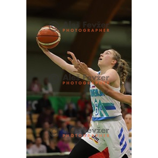 action during friendly Women\'s basketball match between Slovenia and Czech Republic in Tri Lilija Hall, Lasko on May 31, 2019