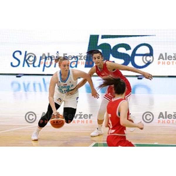 action during friendly Women\'s basketball match between Slovenia and Croatia in Tri Lilija Hall, Lasko on June 1, 2019