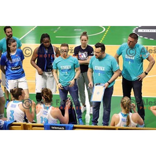 action during friendly Women\'s basketball match between Slovenia and Croatia in Tri Lilija Hall, Lasko on June 1, 2019
