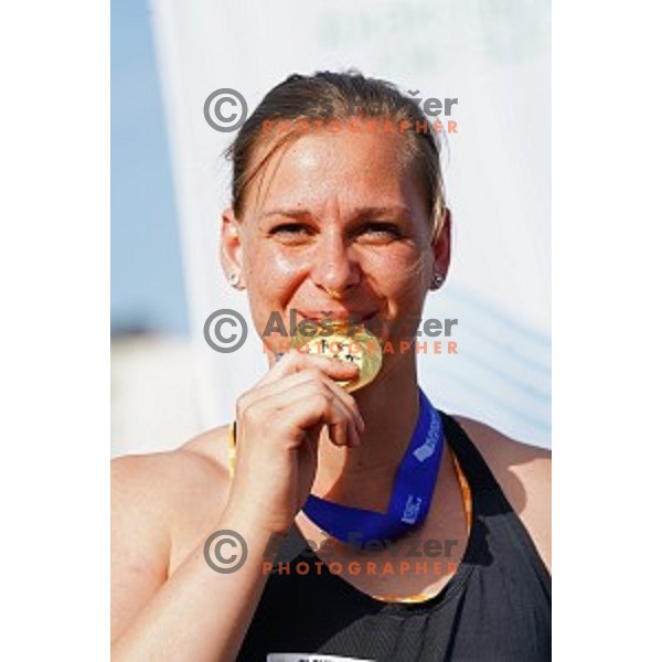 Veronika Domjan, winner of Women\'s discus at Slovenian Athletics Cup in Celje, Slovenia in June 15, 2019