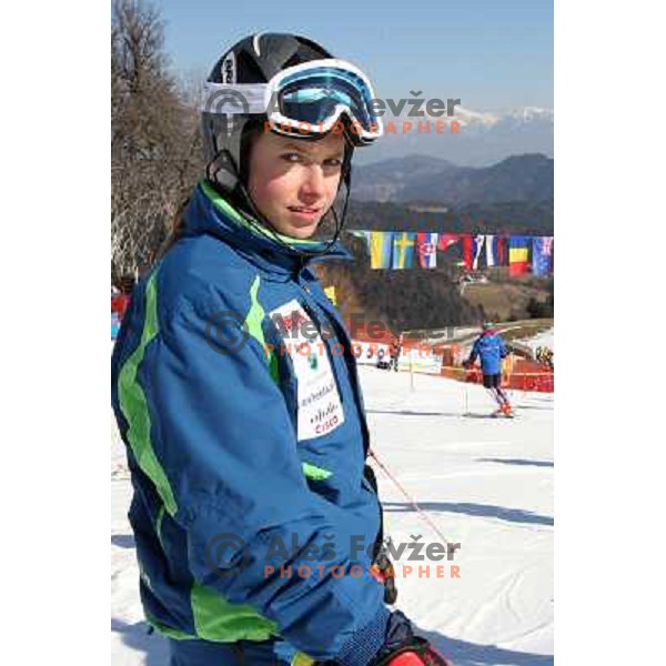Ana Bucik won girls slalom race for 33. Loka Cup, international children skiing competition in Stari Vrh, Skofja Loka, Slovenia on 16.2.2008 