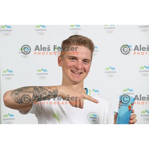 Jaka Primozic member of Slovenia team at second edition of European Olympic games in Minsk, Belorussia at official photo shooting in Ljubljana on May 8, 2019