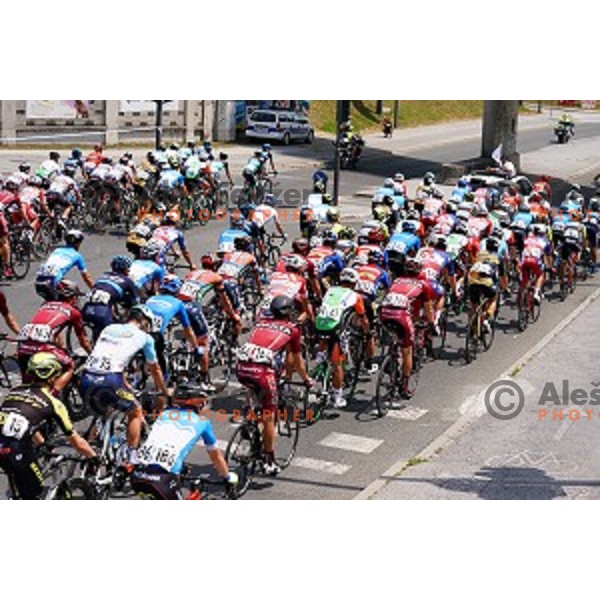 Cyclists on the road during first stage of 26.Tour of Slovenia, UCI cycling race between Ljubljana and Rogaska Slatina on June 19, 2019