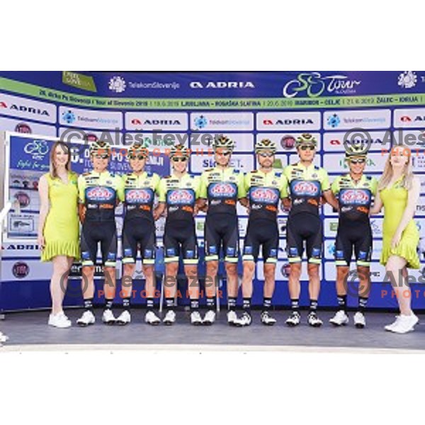 starting protocol before first stage of 26.Tour of Slovenia, UCI cycling race between Ljubljana and Rogaska Slatina on June 19, 2019