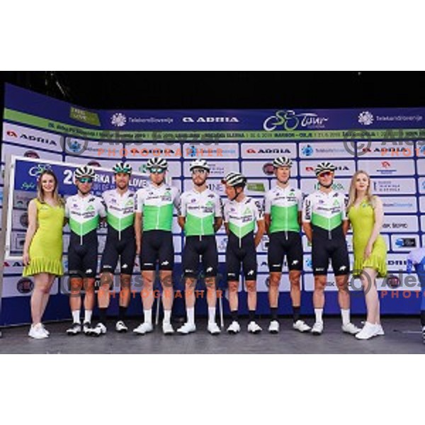 Mark Cavendish and Team Dimension Data at starting protocol before first stage of 26.Tour of Slovenia, UCI cycling race between Ljubljana and Rogaska Slatina on June 19, 2019