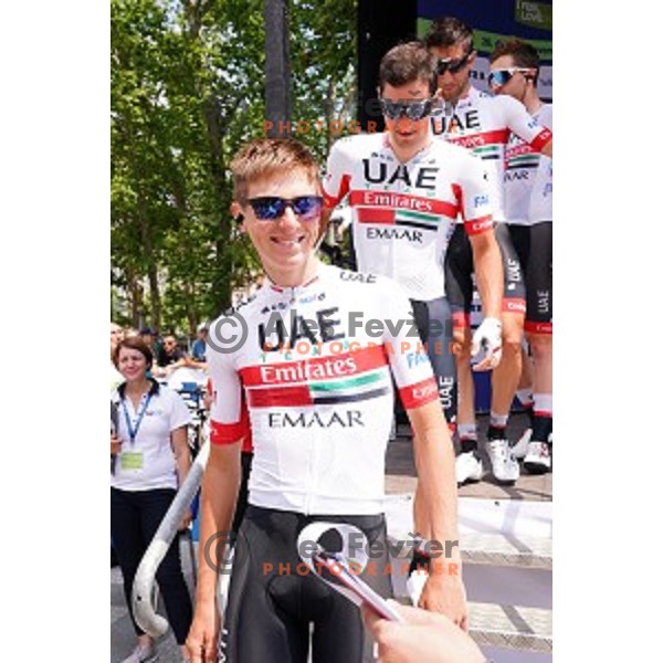 Tadej Pogacar during starting protocol before first stage of 26.Tour of Slovenia, UCI cycling race between Ljubljana and Rogaska Slatina on June 19, 2019