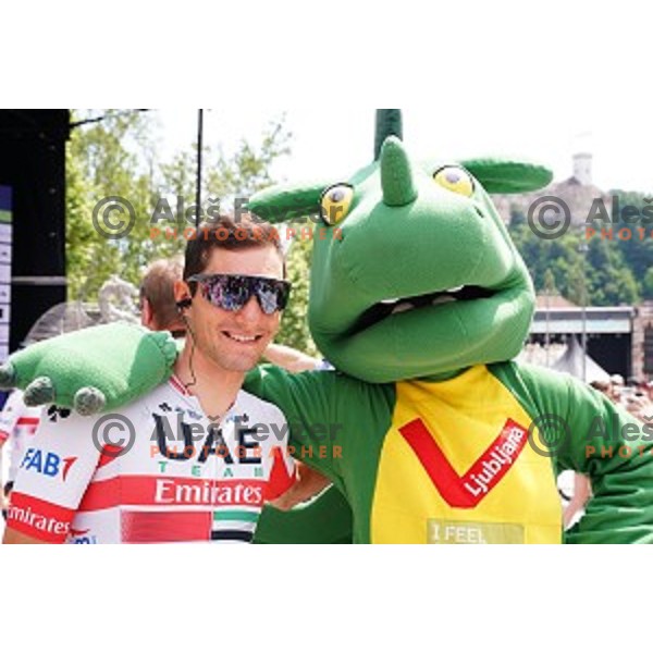 Jan Polanc during starting protocol before first stage of 26.Tour of Slovenia, UCI cycling race between Ljubljana and Rogaska Slatina on June 19, 2019