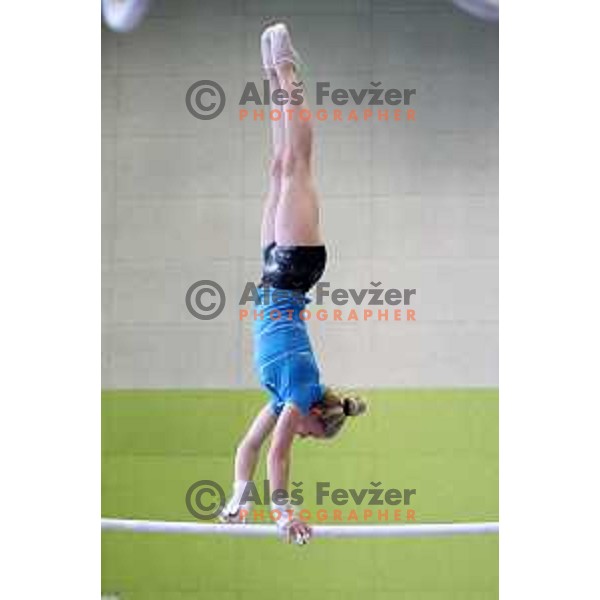 Gymnast Teja Belak, member of Slovenia Olympic team during practice session for 2. European games in Minsk, Belarus, June 2019