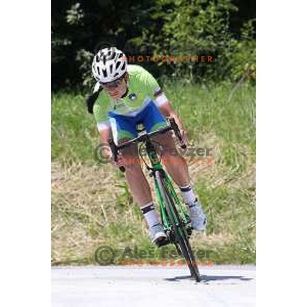 Cyclist Eugenia Bujak, member of Slovenia Olympic team during practice session for 2. European games in Minsk, Belarus, June 2019