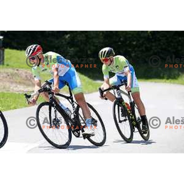 Cyclists Ziga Jerman and Jaka Primozic, members of Slovenia Cycling team during practice session for 2. European games in Minsk, Belarus, June 2019